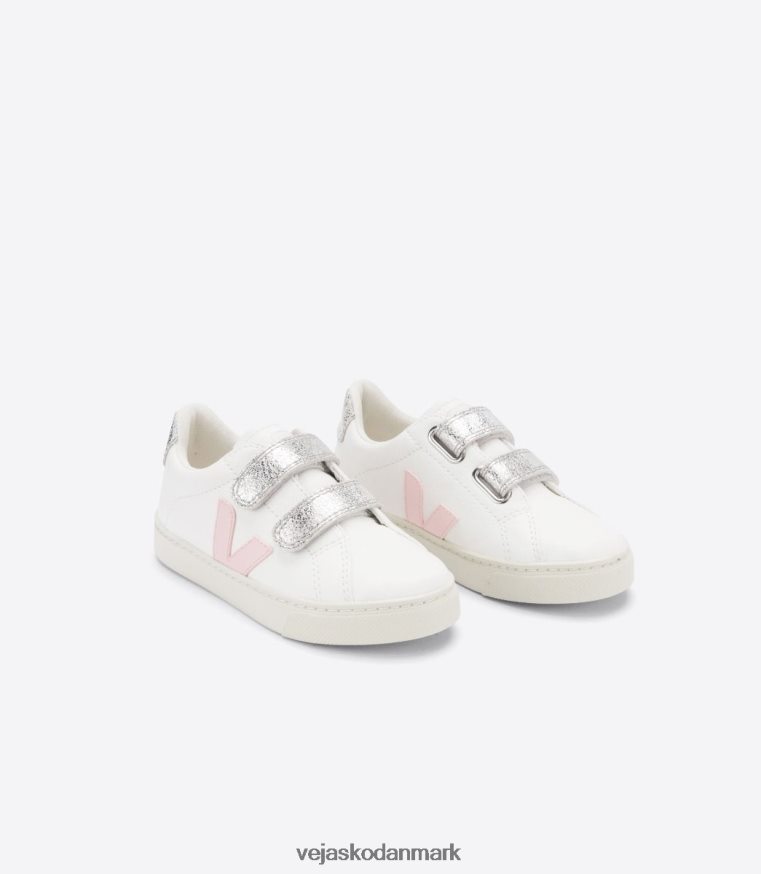 Veja børn esplar kromfri læder hvid kronblad sølv sko 6882FB323