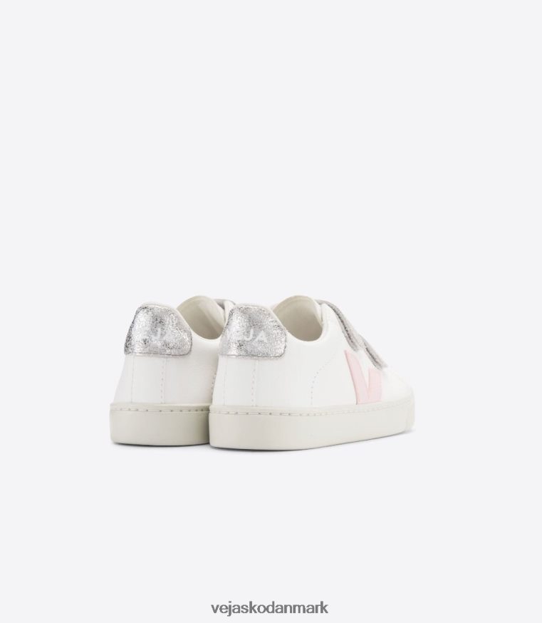 Veja børn esplar kromfri læder hvid kronblad sølv sko 6882FB323