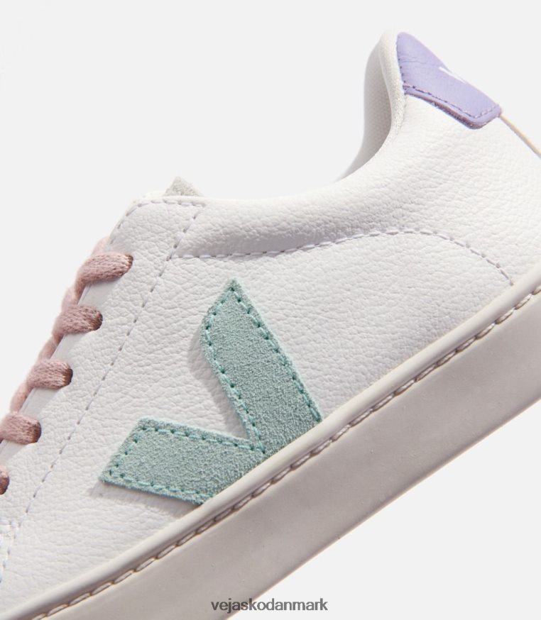 Veja børn esplar snørebånd kromfri læder hvid matcha lavande sko 6882FB330