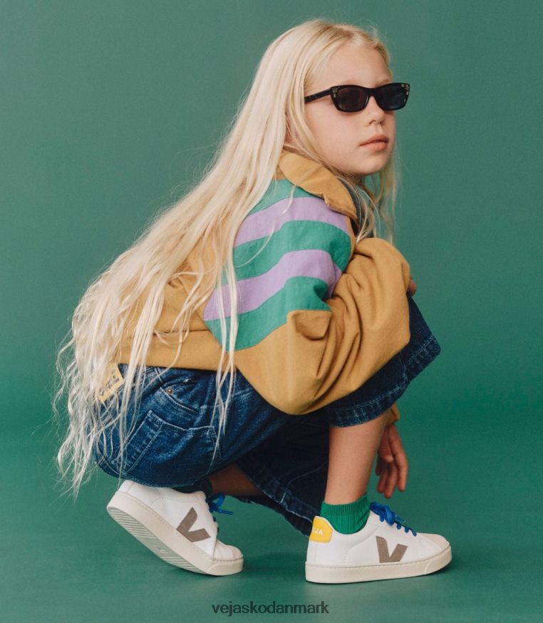 Veja børn esplar snørebånd kromfri læder hvid moonrock tonic sko 6882FB331