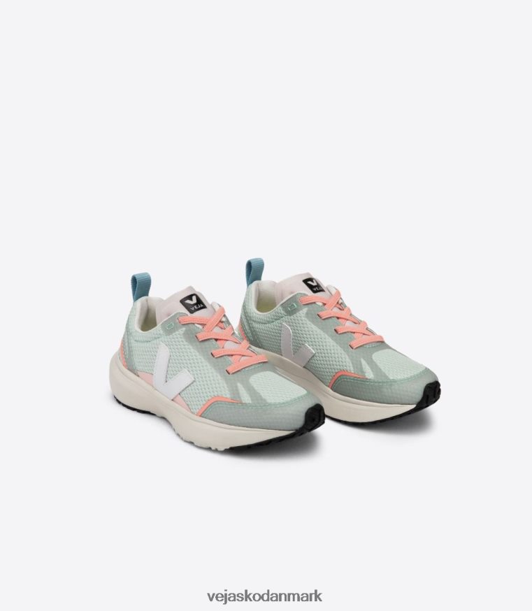 Veja børn kanariefugle elastiske snørebånd alveomesh matcha hvid sko 6882FB390