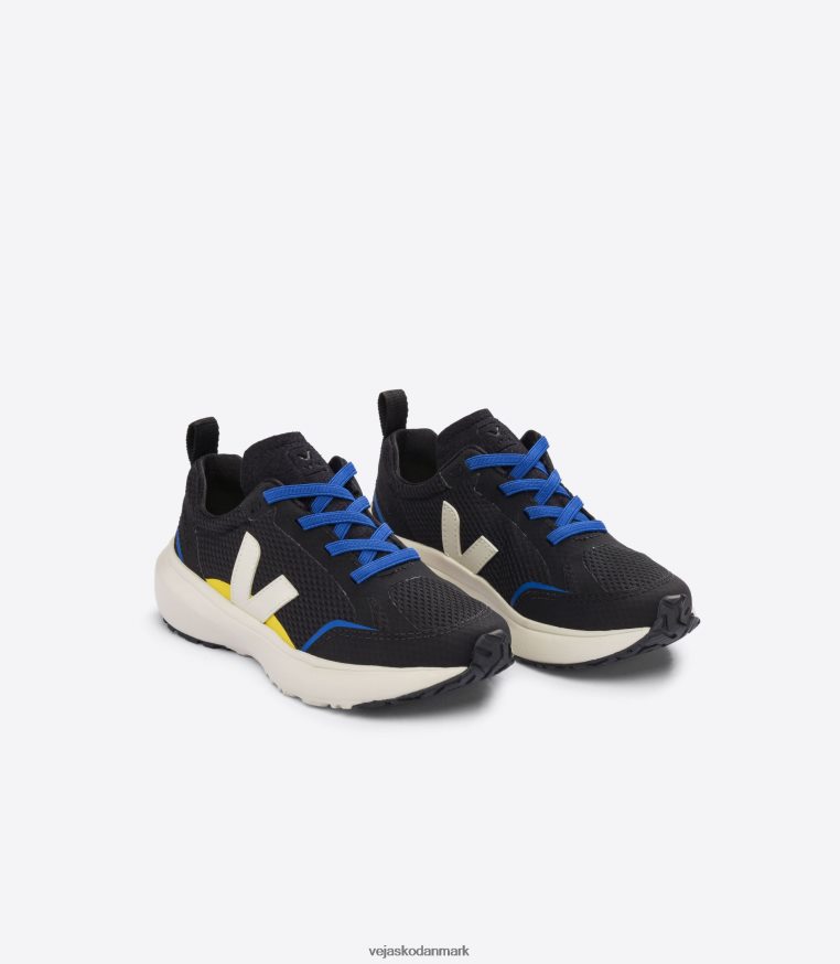 Veja børn kanariefugle elastiske snørebånd alveomesh sort pierre sko 6882FB380