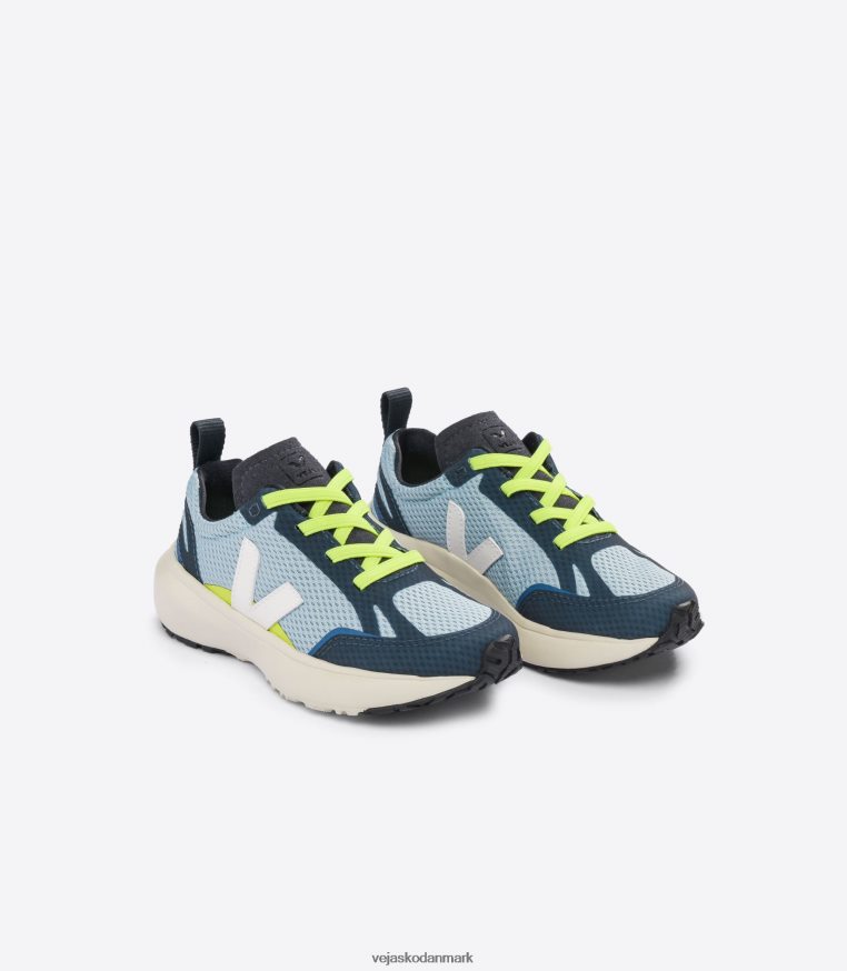 Veja børn kanariefugle elastiske snørebånd alveomesh stål hvid sko 6882FB376