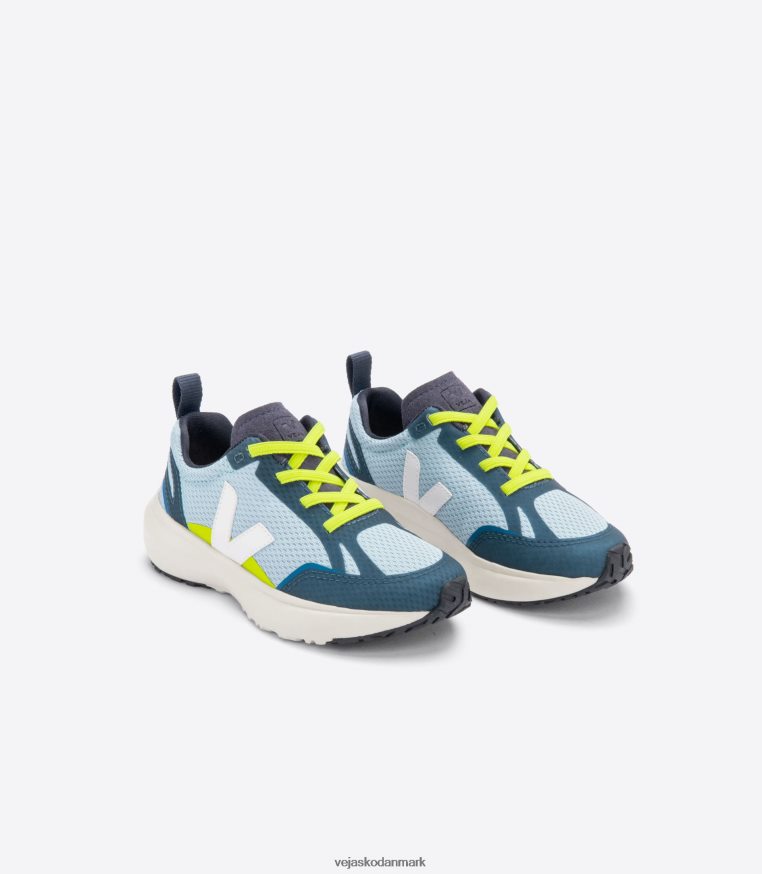 Veja børn kanariefugle elastiske snørebånd alveomesh stål hvid sko 6882FB383