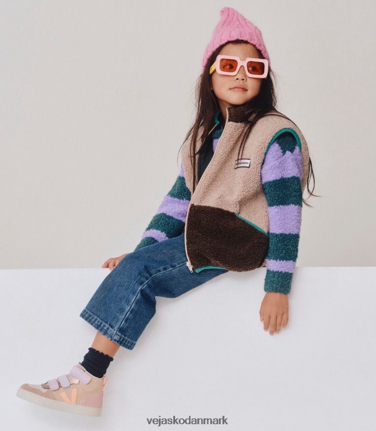 Veja børn v-10 mellem ruskind multico mandelfersken sko 6882FB350