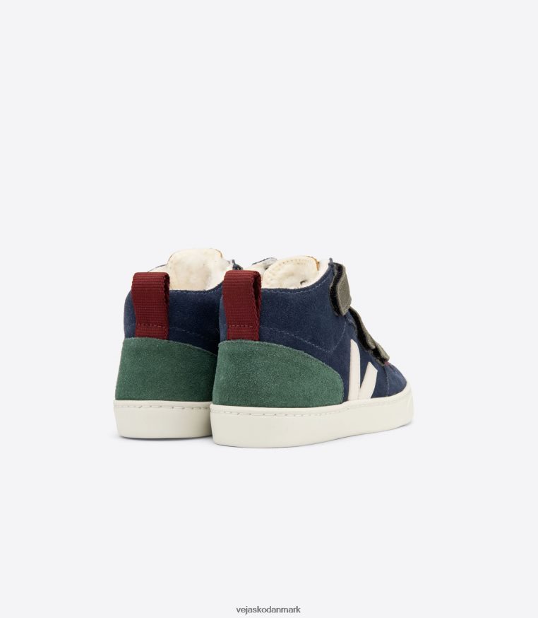Veja børn v-10 mid fured ruskind multico nautico cypern sko 6882FB352