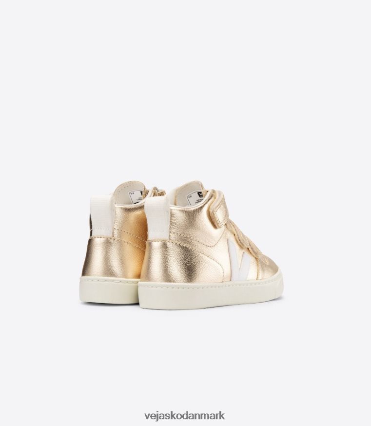 Veja børn v-10 mid kromfri læder platin hvid sko 6882FB347