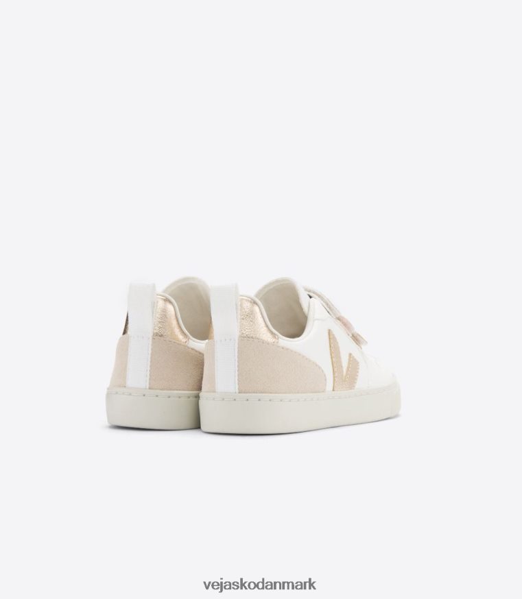 Veja børn v-10 kromfri læder multico hvid skinnende sko 6882FB355