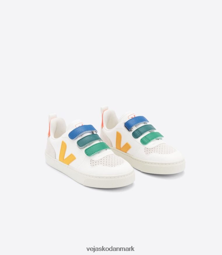 Veja børn v-10 kromfrit læder multico hvid ouro sko 6882FB354