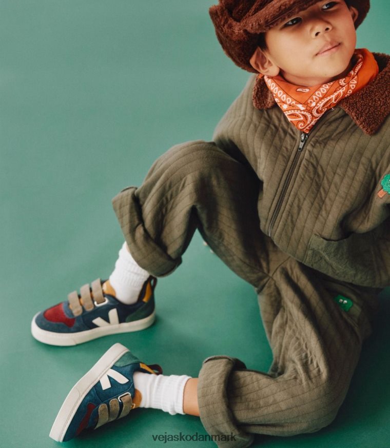 Veja børn v-10 ruskind multico nautico sko 6882FB371