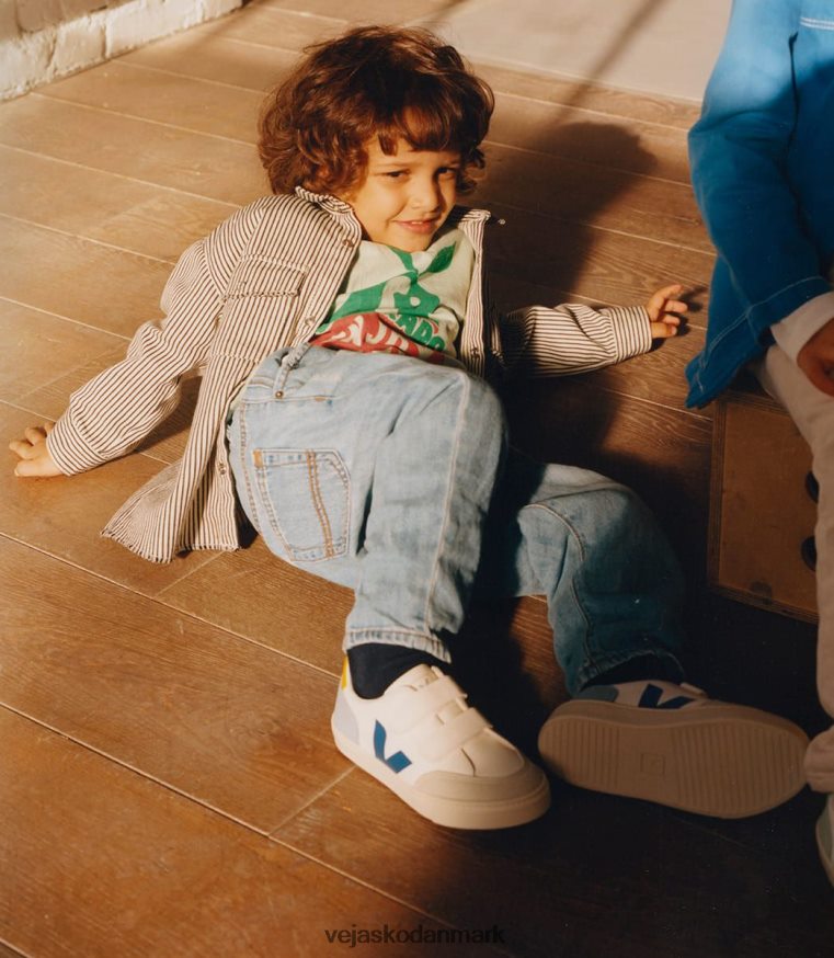 Veja børn v-12 kromfri læder hvid multico sko 6882FB309