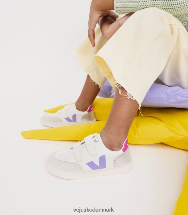 Veja børn v-12 kromfrit læder multico sølv sko 6882FB307