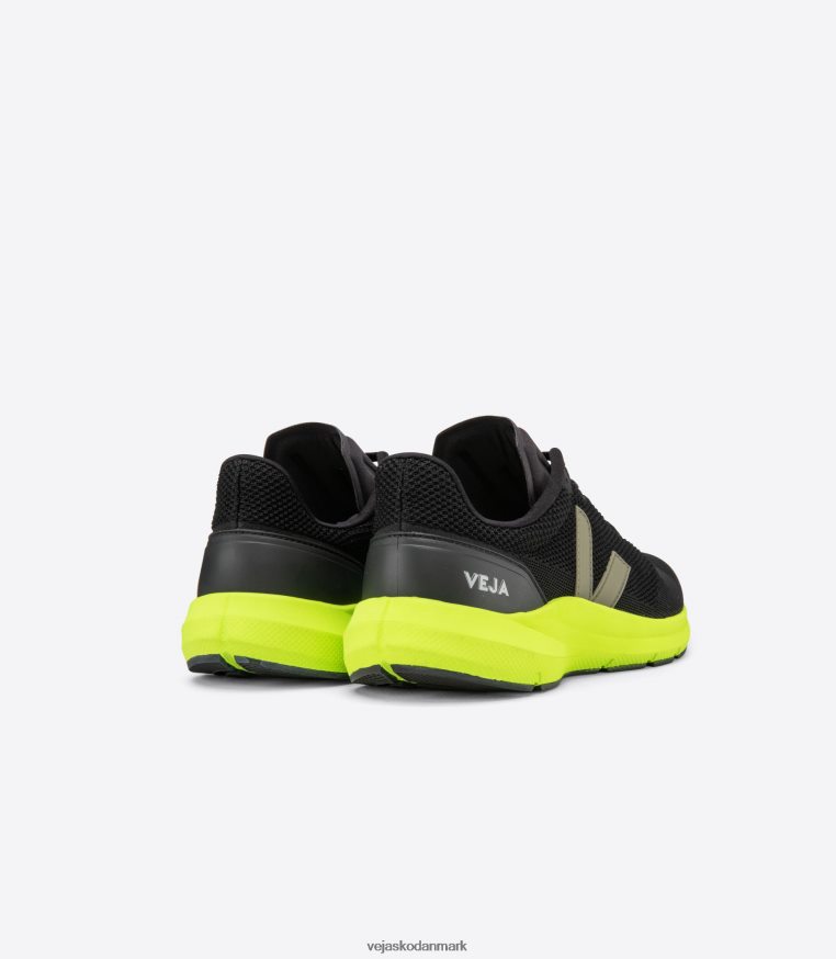 Veja Mænd marlin lt v-strikket sort kaki jaune fluo sko 6882FB205
