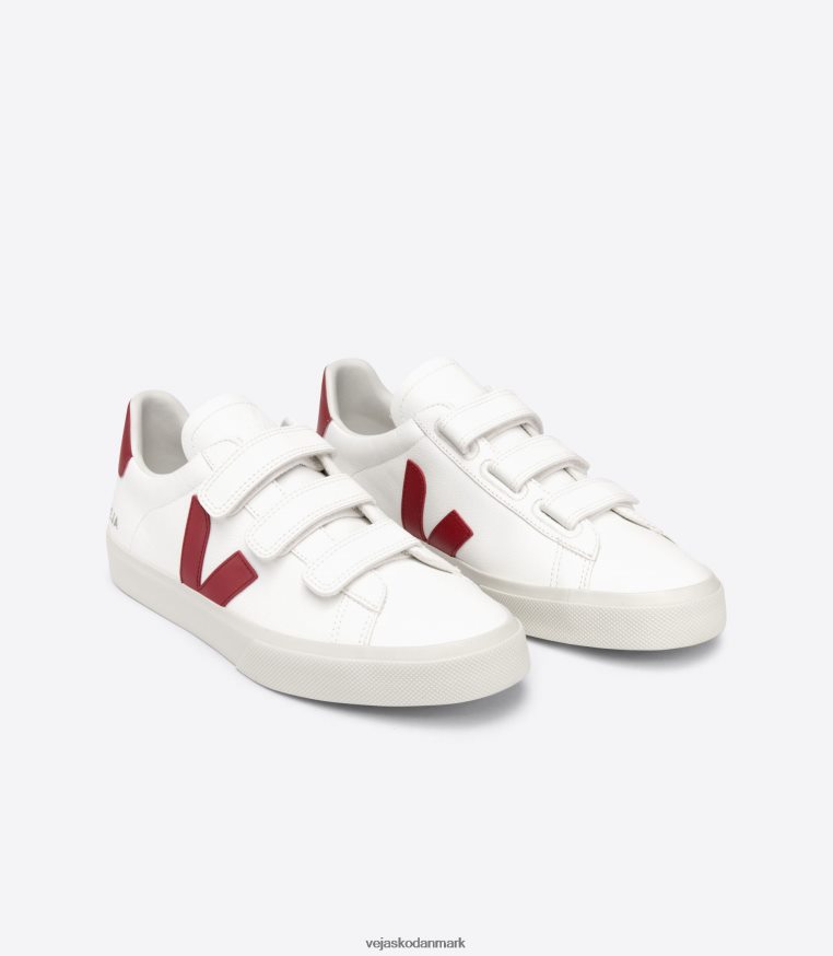 Veja Mænd recife kromfri læder hvid marsala sko 6882FB115