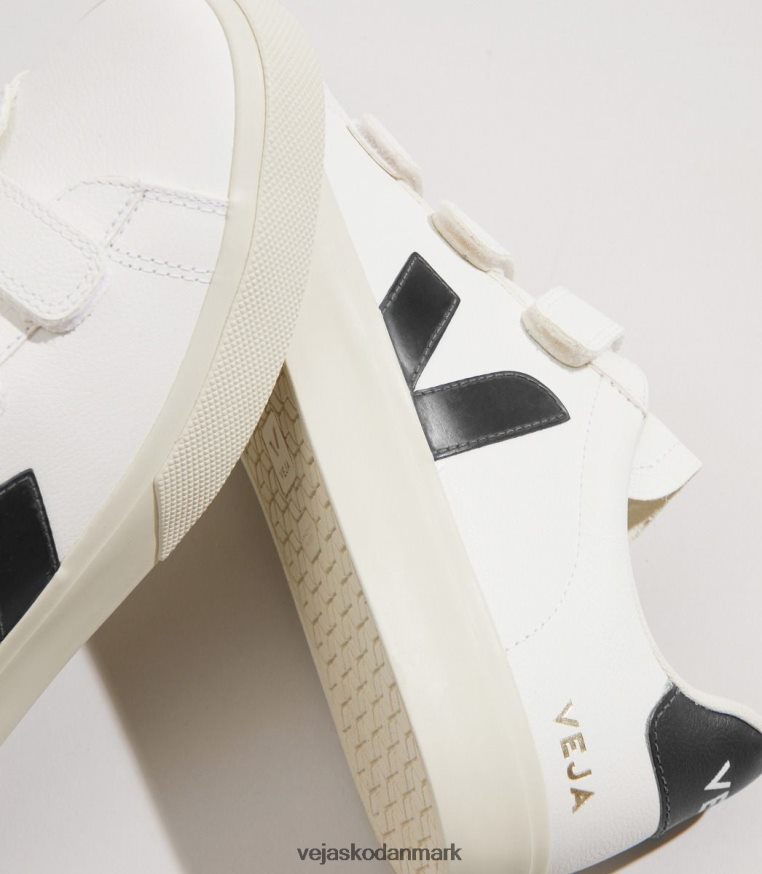 Veja Mænd recife kromfrit læder hvid sort sko 6882FB110