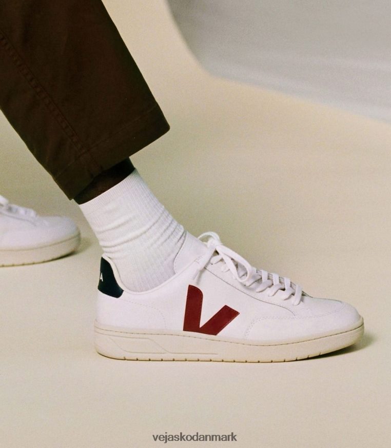 Veja Mænd v-12 læder hvid marsala nautico sko 6882FB27